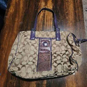 Coach Tan and Purple Shoulder Bag